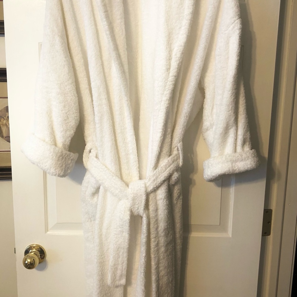 CANNING VALE EGYPTIAN ROYAL Plush White Terry Cloth Bathrobe with Belt 2 pockets